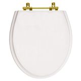 Assento Sanitario Poliester Windsor Branco Ferragem Dourada Para Vaso Deca