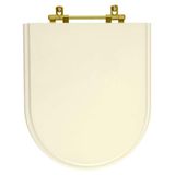 Assento Sanitario Poliester Carrara Creme Ferragem Dourada Para Vaso Deca
