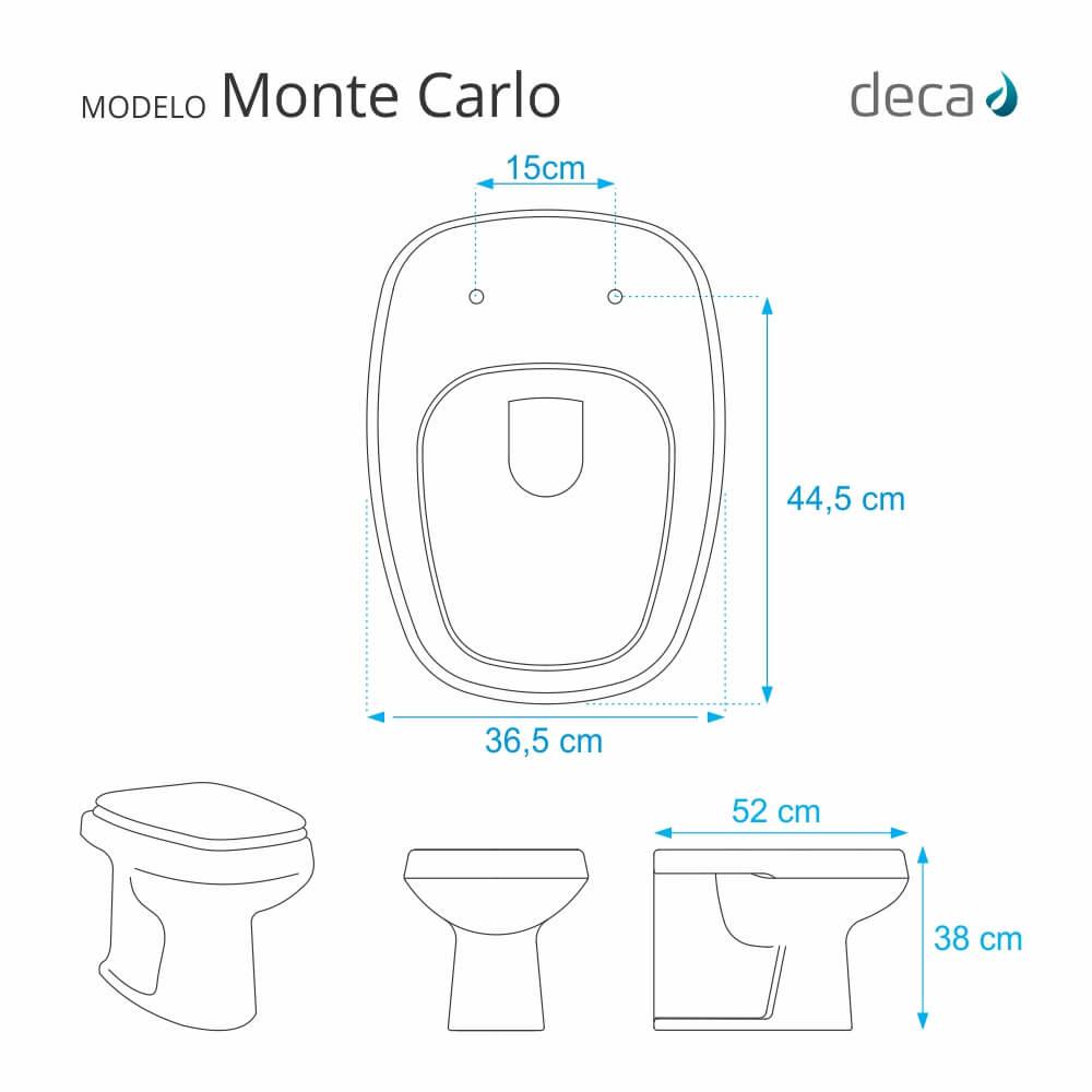 Tampa De Vaso Sanitario Com Amortecedor Monte Carlo Branco Para Bacia Deca