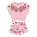 Conjunto Infantil Feminino Flores Trick Nick Rosa 6