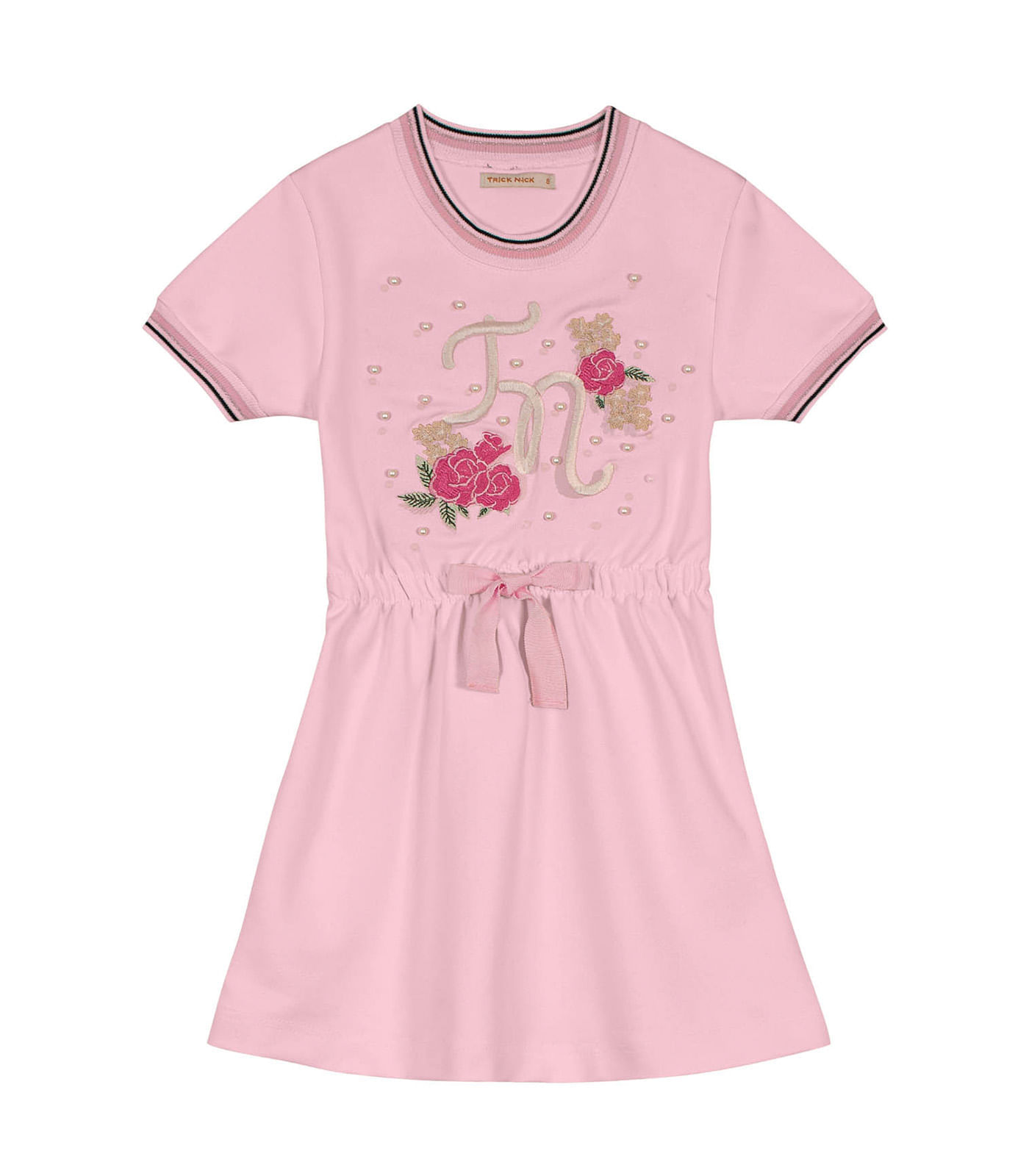 Vestido Infantil Feminino Pérolas Trick Nick Rosa 8