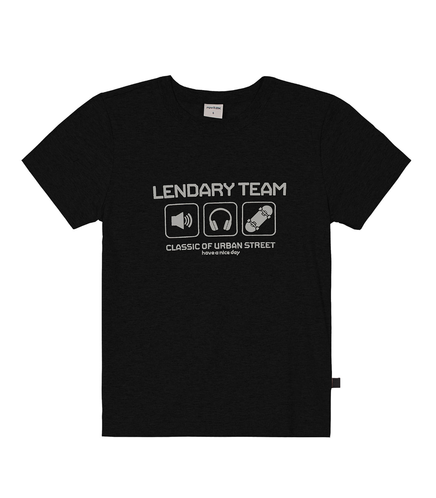 Camiseta Infantil Masculina Lendary Rovitex Kids Preto 10