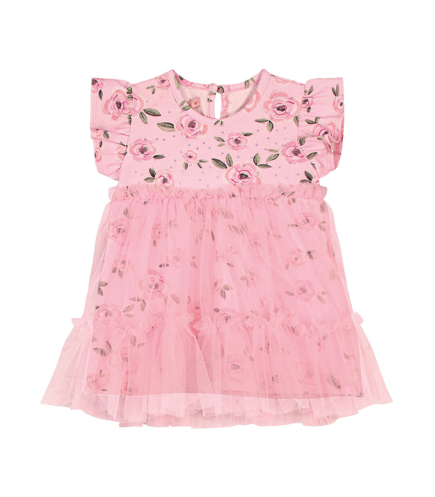 Vestido Infantil Florido Trick Nick Rosa 1