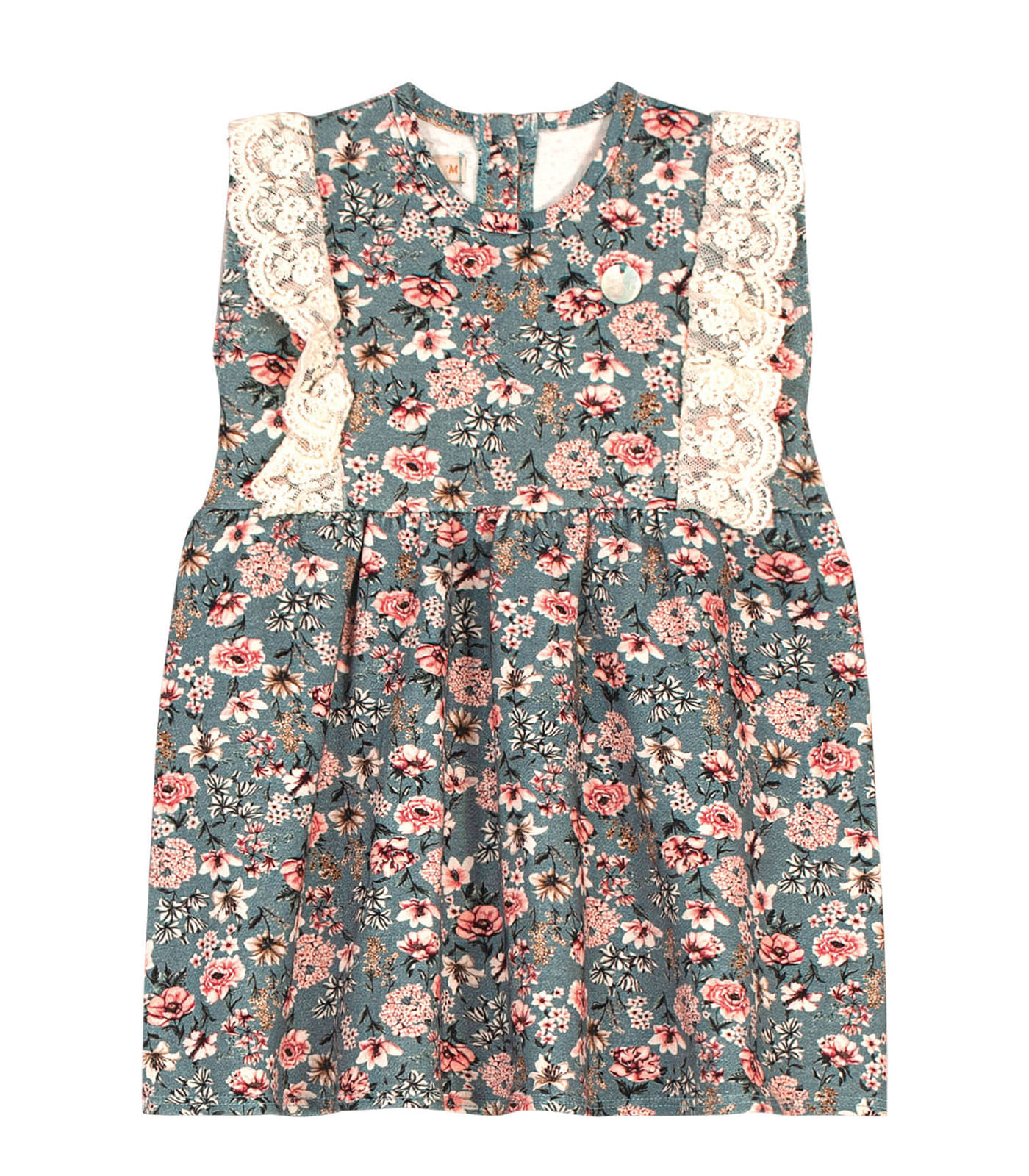 Vestido Infantil Com Flores Trick Nick Azul 1