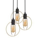 Lustre Pendente Taschibra Aramado Circle Dourado Triplo 3xe27 Bivolt