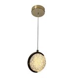 Lustre Pendente Globo Cristal Led Ouro Gold Bivolt Luz Amarela