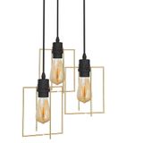 Lustre Pendente Taschibra Aramado Square Dourado Triplo 3xe27 Bivolt