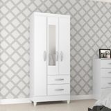 Guarda Roupa Solteiro Com Espelho 3 Portas 2 Gavetas Fortaleza Atualle