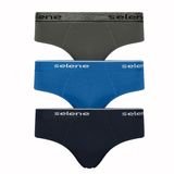 Cueca Masculina Kit 3 Peças Algodão Cós Aparente