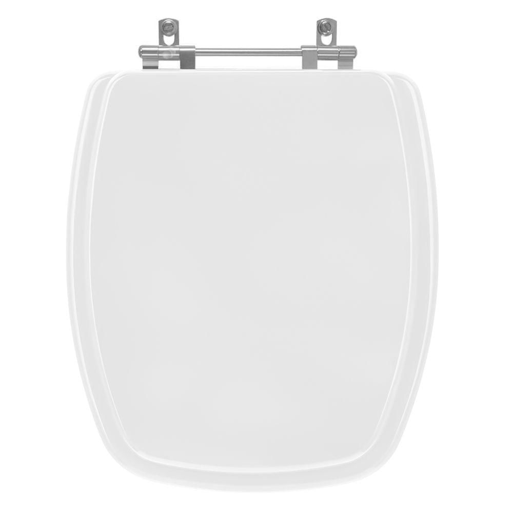 Assento Sanitário Tampa De Vaso Madeira Mdf Laqueado Stylus Para Bacia Celite Quadrado Antigo - Branco