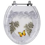 Assento Sanitário Tampa De Vaso Convencional Oval Branco Decorado Com Borboleta - Borboleta Amarela
