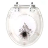 Tampa De Vaso Acrilico Transparente Decorada Pena De Pavão