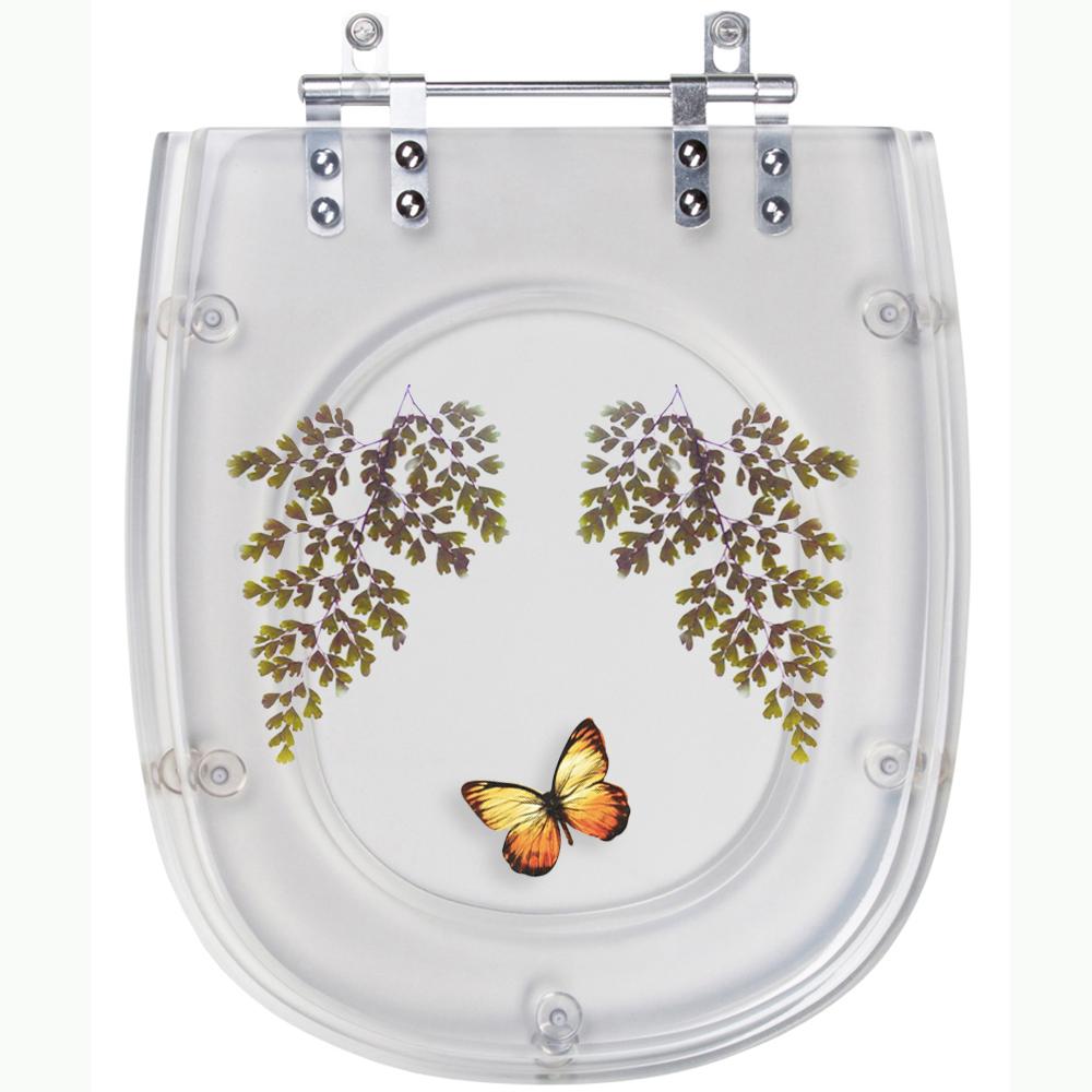 Assento Sanitário Tampa De Vaso Sabatini Transparente Decorado - Borboleta Amarela