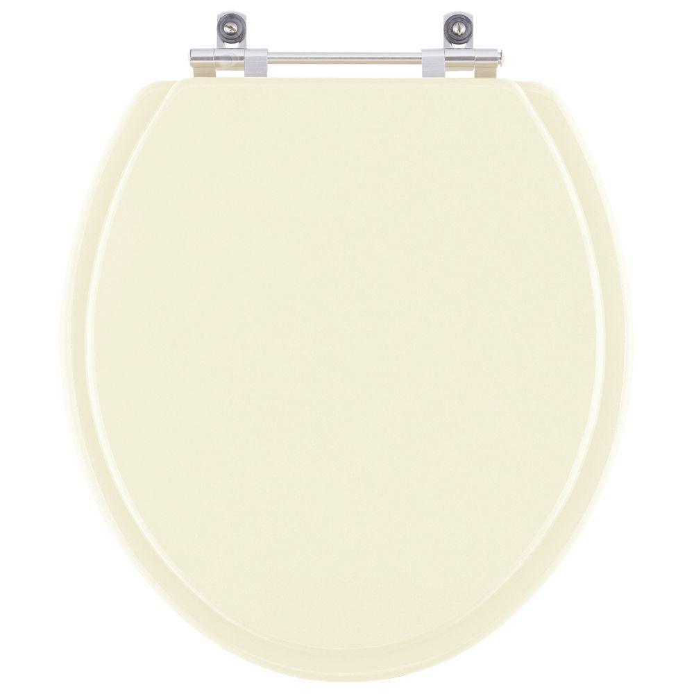 Assento Sanitário Tampa De Vaso Madeira Mdf Laqueado Convencional Oval Universal 6lpf - Bege Claro