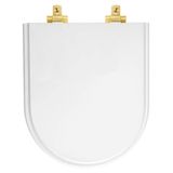 Assento Sanitário Mdf Soft Close Carrara Branco Para Vaso Deca Com Ferragem Dourada