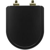Assento Sanitário Poliéster Soft Close Smart Onix (preto Fosco) Para Vaso Celite Com Ferragem Dourada