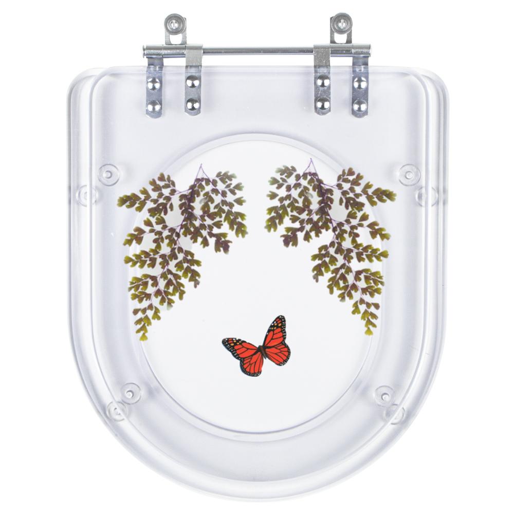 Assento Sanitário Tampa De Vaso Vogue Plus Transparente Decorado - Borboleta Vermelha