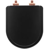 Assento Sanitário Poliéster Soft Close Nexo Onix (preto Fosco) Para Vaso Roca Com Ferragem Rose Gold