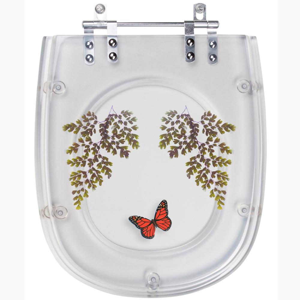 Assento Sanitário Tampa De Vaso Sabatini Transparente Decorado - Borboleta Vermelha