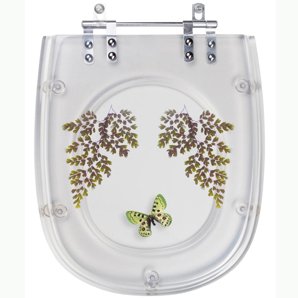 Assento Sanitário Tampa De Vaso Sabatini Transparente Decorado - Borboleta Verde