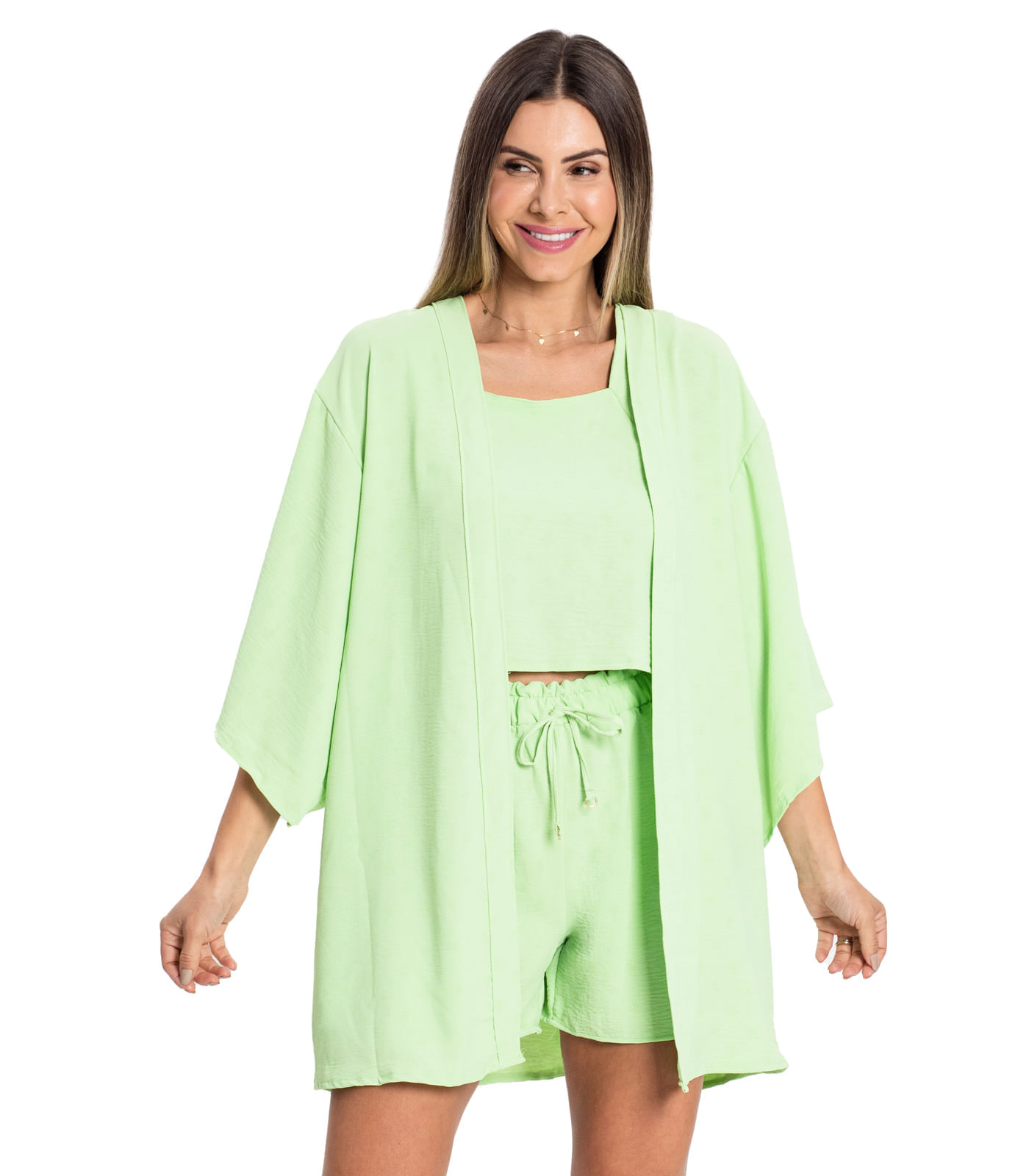 Kimono Air Flow Poá Rovitex Verde M