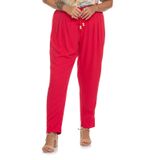 Calça Feminina Plus Size Com Pregas Secret Glam Vermelho Plus G2