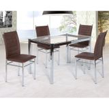 Conjunto Sala de Jantar Tokio Mesa 4 Cadeiras Art Panta Cromado/Marrom Tex