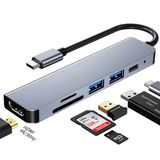 Adaptador Hub 6 Em 1 Tipo C 4k Hdmi Usb Sd Tf