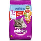 Ração Whiskas Para Gatos Castrados Carne Pacote 500g Ração Whiskas Para Gatos Adultos Castrados Sabor Carne - 500g