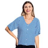 Camisa Feminina Viscose Creponada Rovitex Azul Gg