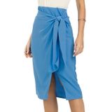 Saia Midi Feminina Com Nó Endless Azul Gg