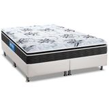 Cama Box Queen: Colchão Espuma Probel D40 Guarda Costas Premium Hiper Firme + Base Crc Courano White(158x198)