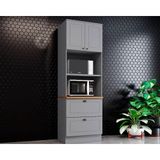 Paneleiro De Cozinha Americana C/ 2 Portas E 2 Gavetas (2 Fornos) 71,5cm Cinza/nature - Henn
