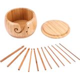 Conjunto De Agulhas De Bambu Suporte De Tigela De Fio Com 12 Pcs Croc De Bambu