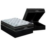 Cama Box Baú Queen: Colchão Molas Bonnel Ortobom Nanolastic Light + Base Crc Courano Black(158x198)