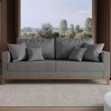 Sofa 2 Lugares Monaco 1,40 M Com Almofadas Linho Cinza