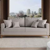 Sofa 2 Lugares Monaco 1,40 M Com Almofadas Linho Rustico Cru