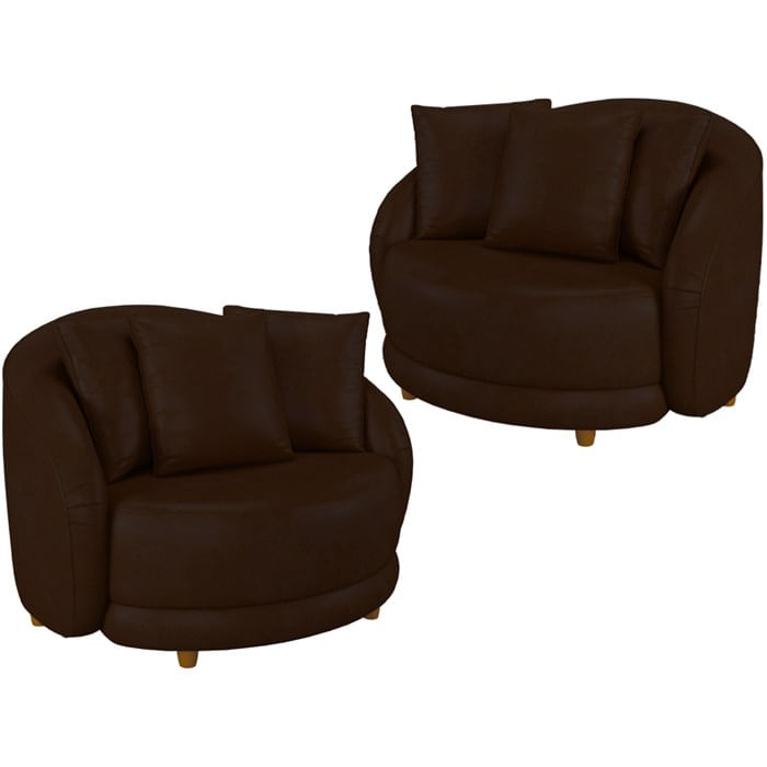 Kit 2 Poltronas Decorativas Pes Madeira Maly Corano Tcs 721 Moll