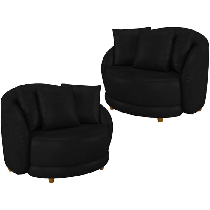 Kit 2 Poltronas Decorativas Pes Madeira Maly Corano Tcs 724 Moll