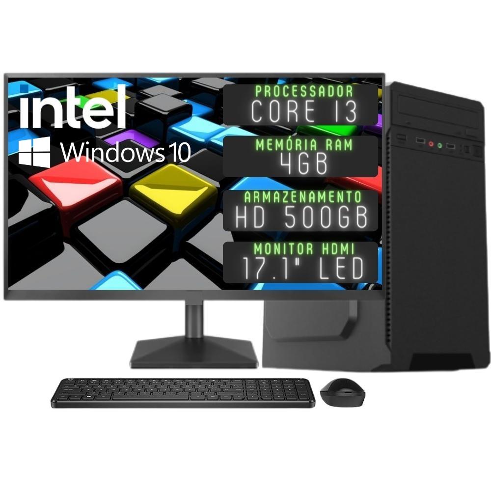 Computador Completo 3green Desktop Intel Core I3 4gb Monitor Hdmi Hd 500gb Windows 10 3d-034