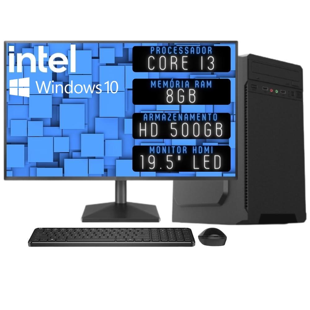 Computador Completo 3green Desktop Intel Core I3 8gb Monitor 19.5&quot; Hdmi Hd 500gb Windows 10 3d-070