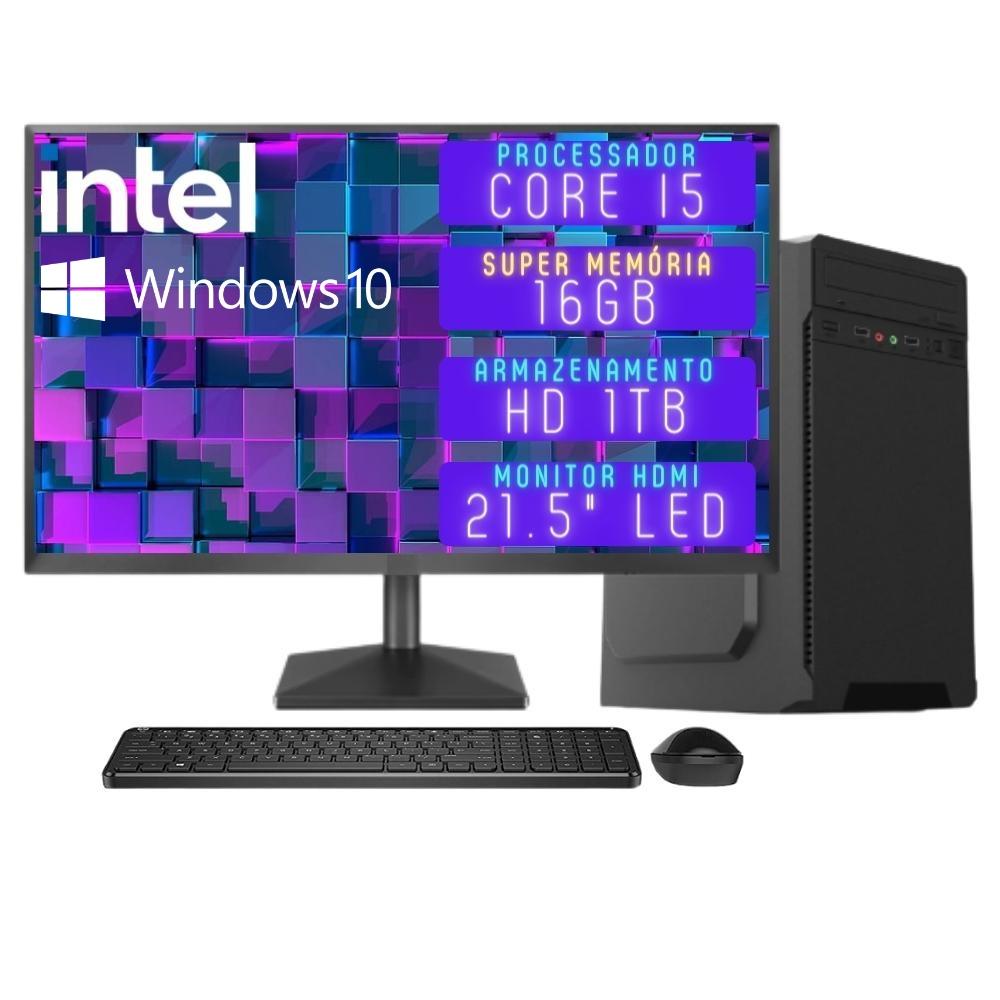 Computador Completo 3green Desktop Intel Core I5 16gb Monitor 21.5&quot; Full Hd Hdmi Hd 1tb Windows 10 3d-119