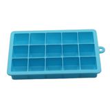 Cubo De Gelo De Silicone Quadrado 15 Grade Com Tampa Azul Abrasivo