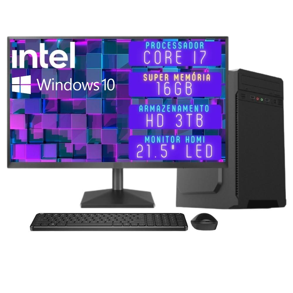 Computador Completo 3green Desktop Intel Core I7 16gb Monitor 21.5&quot; Full Hd Hdmi Hd 3tb Windows 10 3d-130