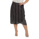 Saia Midi Plus Size Mix De Estampas Secret Glam Preto Plus G4
