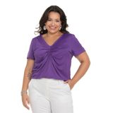 Blusa Feminina Plus Size Franzida Secret Glam Roxo Plus G3