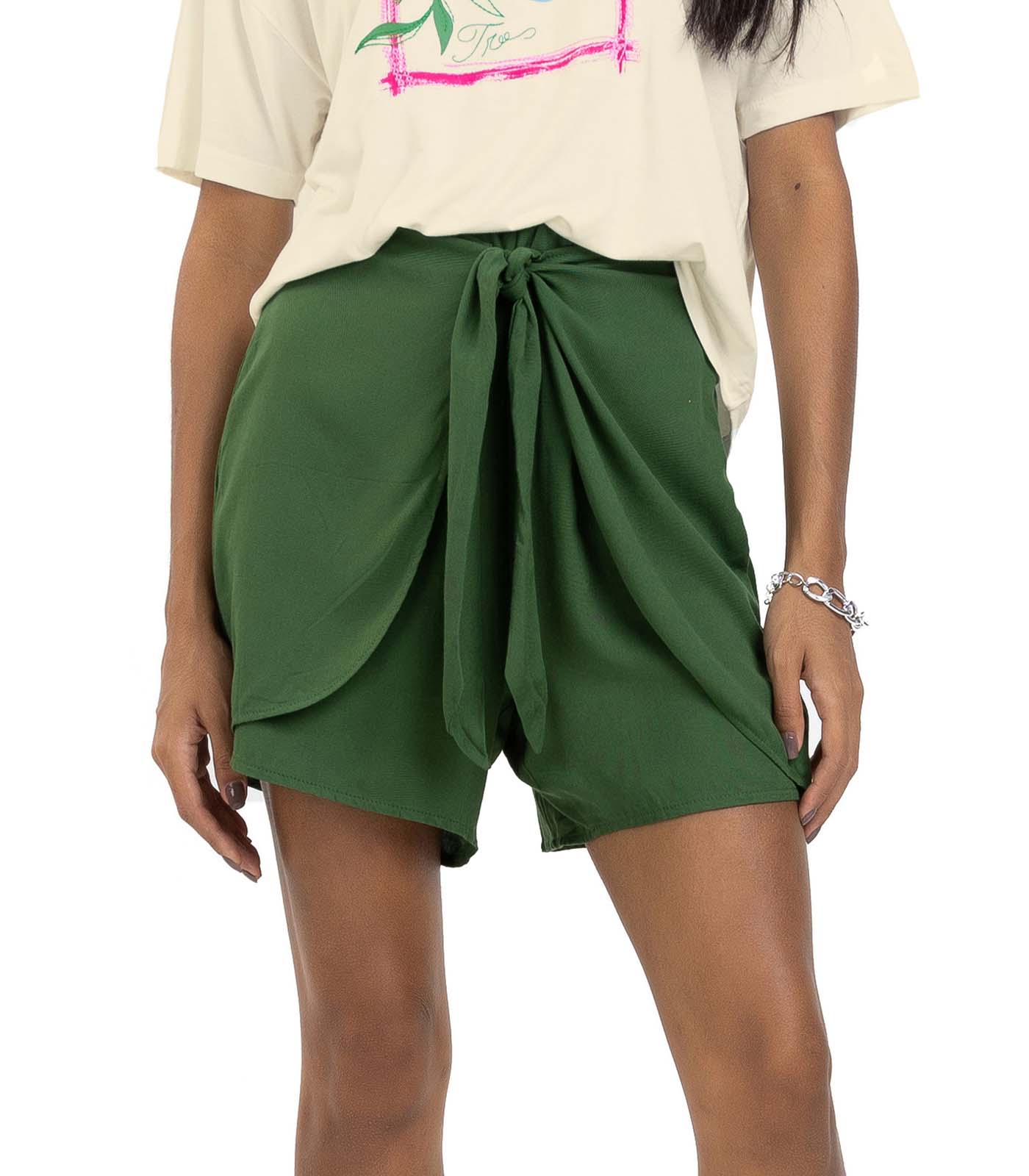 Shorts Feminino Faixa Dupla Viscose Endless Verde M