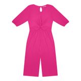 Macacão Feminino Plus Size Mangas 3/4 Secret Glam Rosa Plus G2