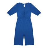 Macacão Feminino Plus Size Mangas 3/4 Secret Glam Azul Plus G4