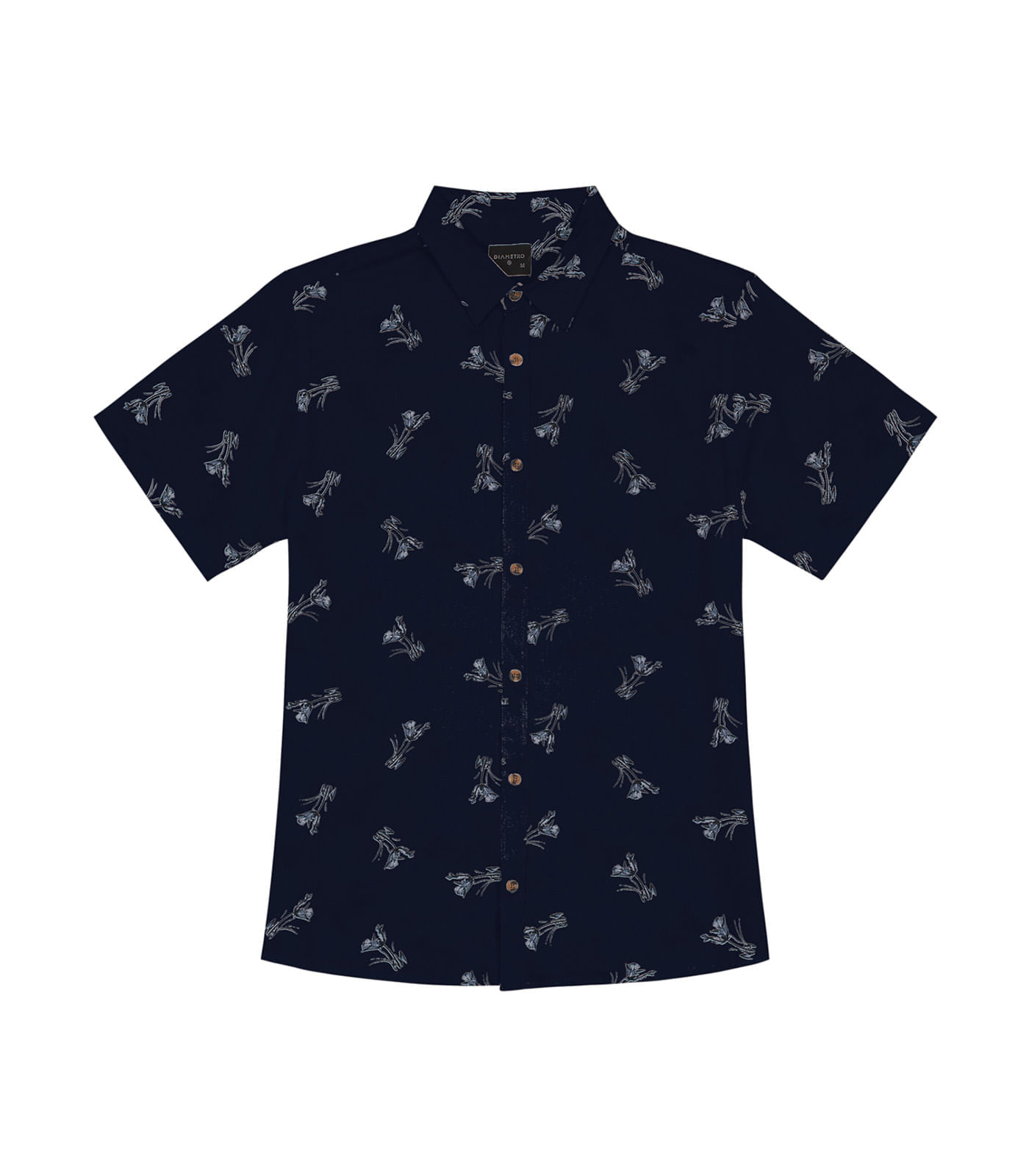 Camisa Masculina Estampa Floral Diametro Azul Gg